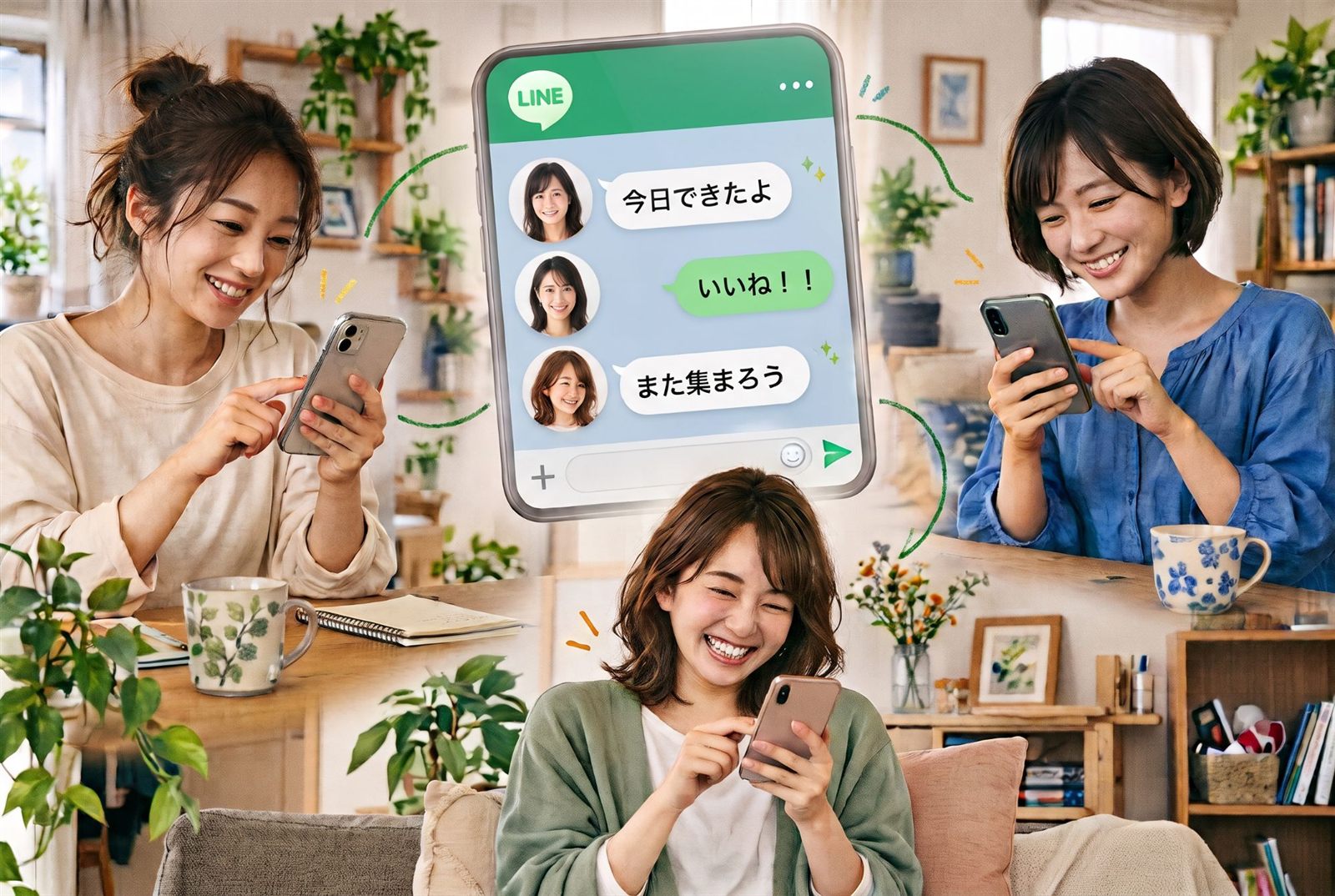 LINEで「今日できたよ」と報告し合う仲間たち